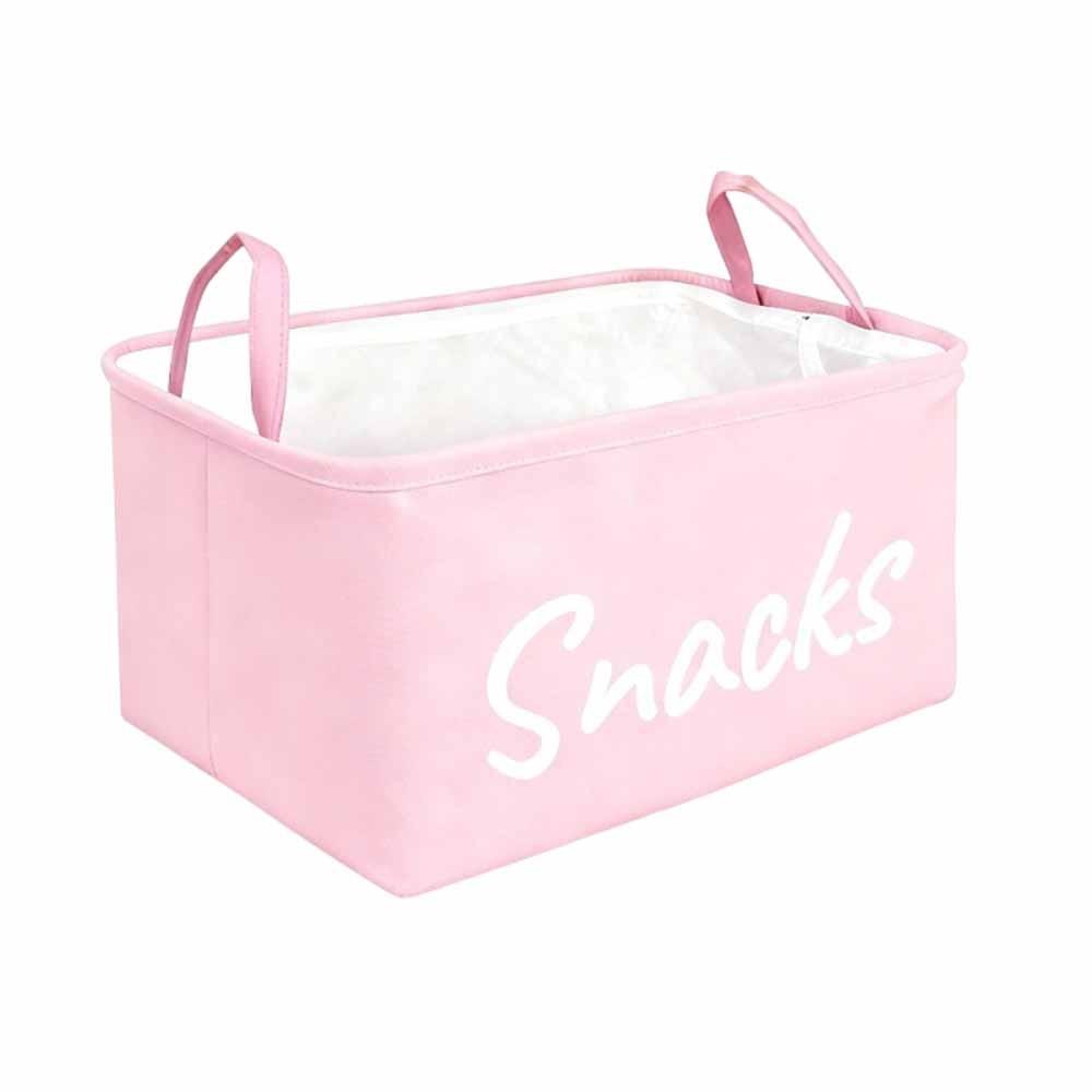 

Хлопково-льняная корзина для хранения закусок Складной органайзер для игрушек Складной ящик для хранения Гостиная розовый