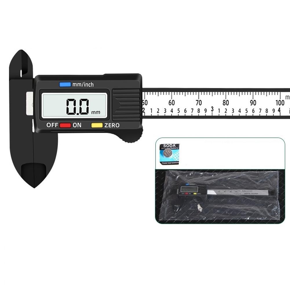 1PCS Plastic Carbon Fiber Digital Caliper 100mm 150mm LCD Display Measuring Tool For Student Jewelry Inside Outside Diameter