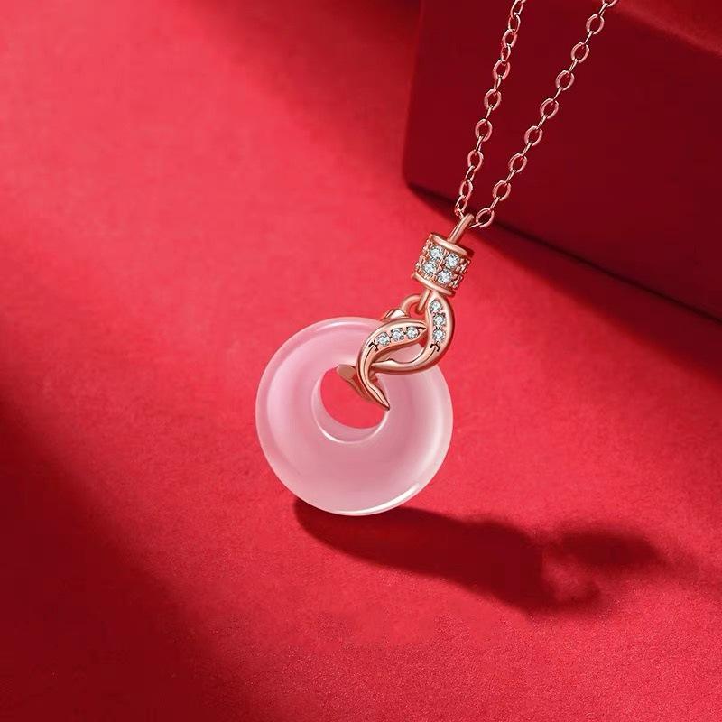 Year-Round Auspicious Koi Jade Pendant Necklace for Women - Chinese Style Summer Zodiac Collarbone Chain