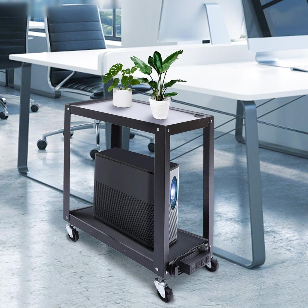 AV Cart, Media Cart with Power Strip, Presentation Cart with 2 Shelves, Duty Av Cart Fit for Offices and Schools Plugboard