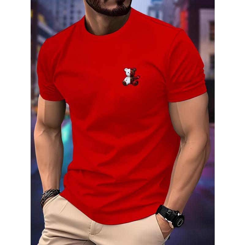 

Men s Summer Essential Mechanical Bear Printing Printed T-Shirt Soft & Breathable Round Neck Short Sleeve Tee Unisex Casual Wear S