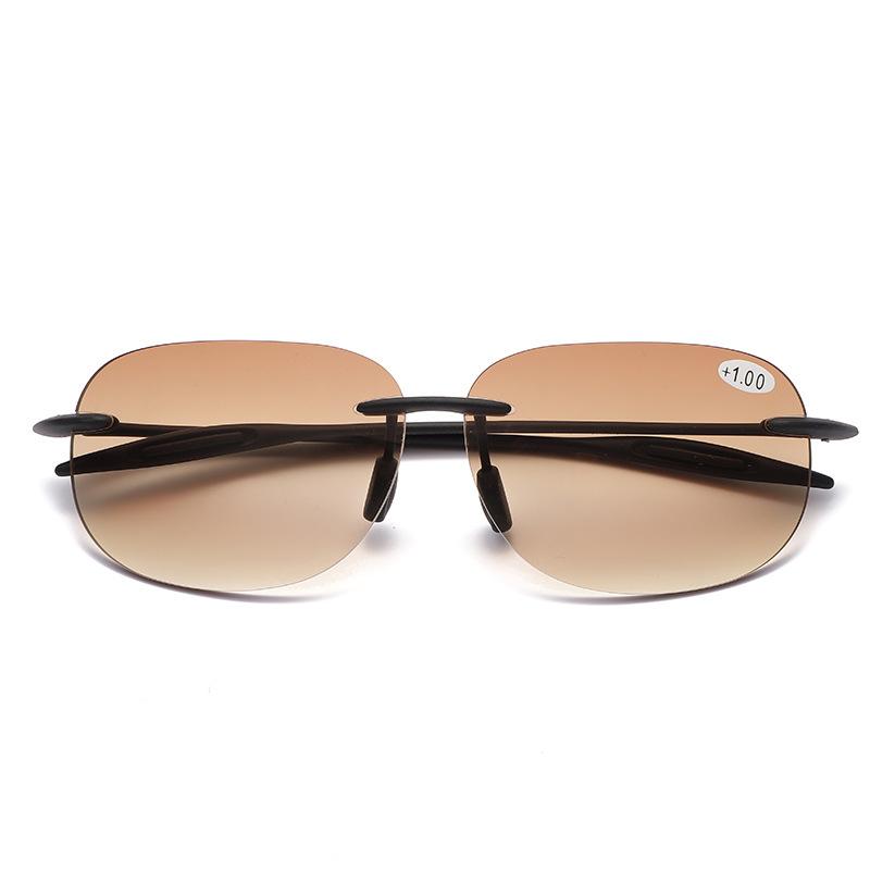 Women Anti Blue Light Reading Glasses Unisex Vintage Square Bifocal Presbyopia Ultralight Rimless Sunglasses Diopter