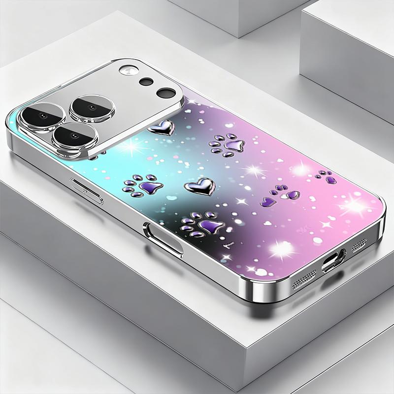 Purple Silver Love Claw Print Tempered Glass Phone Case For Samsung Galaxy S26 Ultra S25 Plus S24 FE S23 FE Black Cool Cover