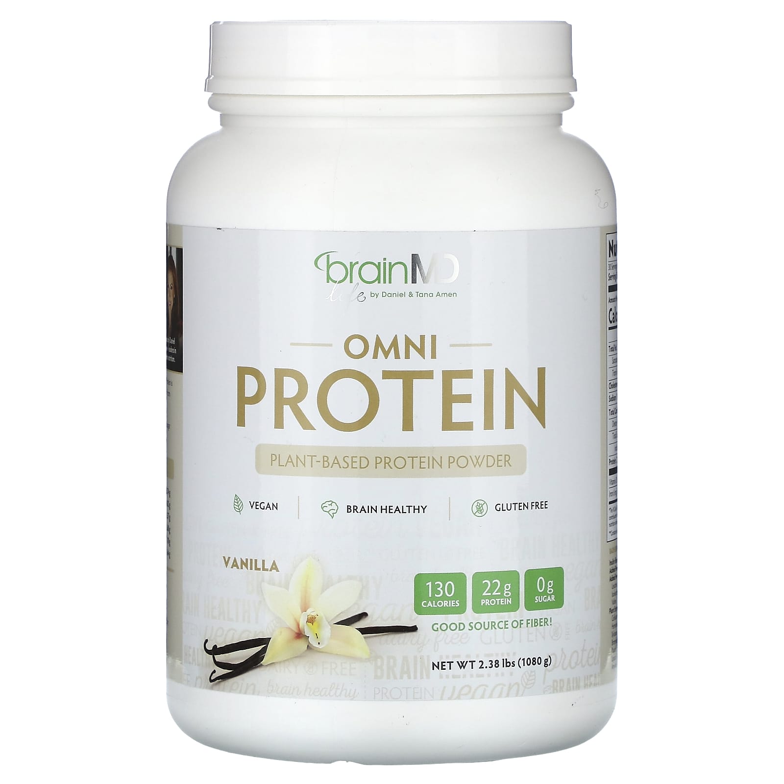 

BrainMD, Omni Protein, plant-based protein powder, vanilla, 2.38 lbs (1,080 g)