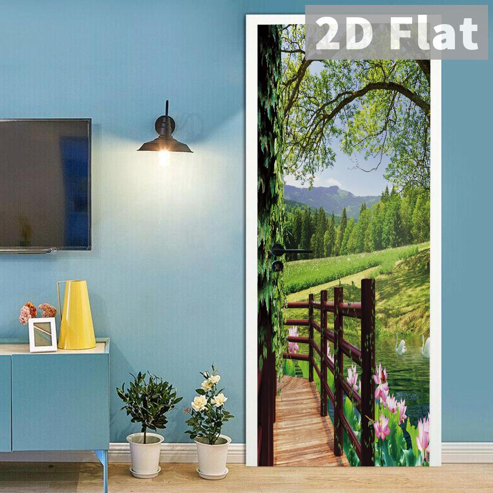 76Style 77/90cm Self-Adhesive Door Stickers Removable Wall Sticker Scenery Wallpaper Stone Stair Murals for Doors Modern Home Decor