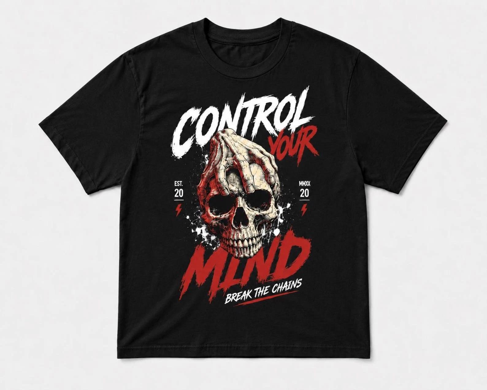 Control Your Mind Break The Chains Skull Gothic Streetwear T Shirt S