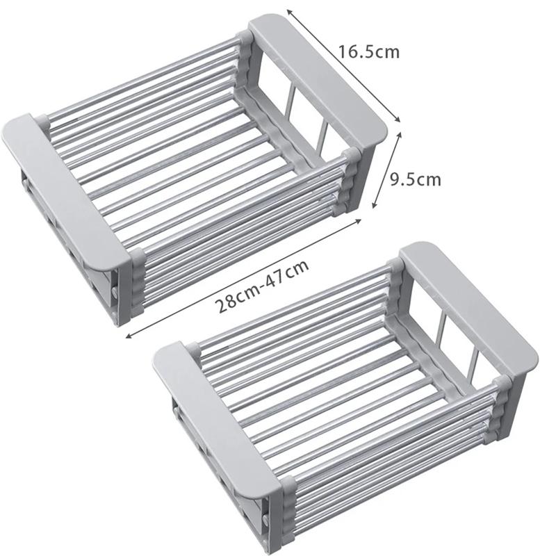 Suport pentru chiuveta de bucătărie Ajustabil din oțel inoxidabil Suport pentru scurgerea vaselor Suport pentru farfurii, boluri, tacâmuri Organizator pentru tacâmuri Scurgător pentru fructe și legume