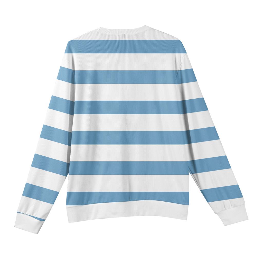 Męski sweter z okrągłym dekoltem, długim rękawem i prążkowanej dzianiny