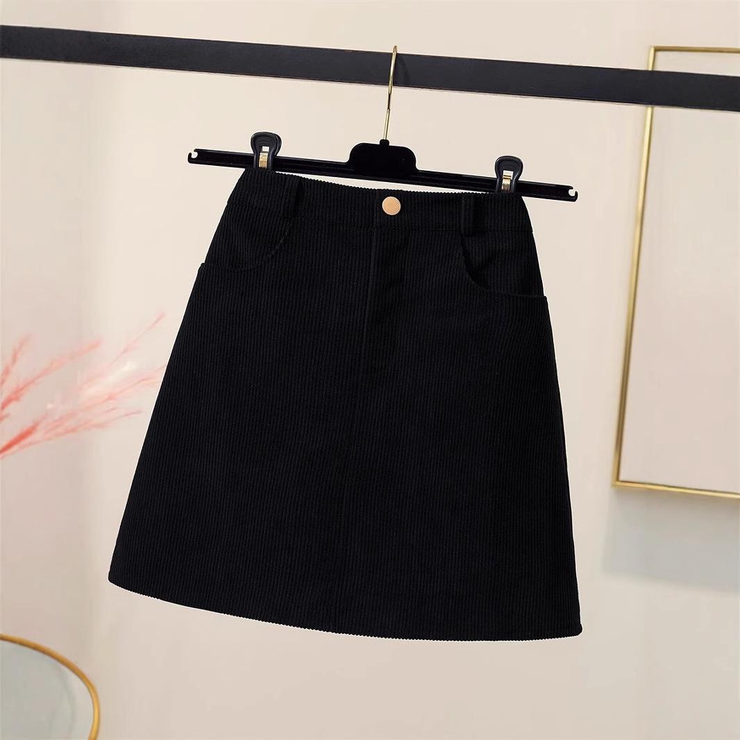 

Юбка миди А-силуэта из кофейного вельвета с высокой талией - Ретро, стройнящая, уплотненная, коллекция весна/осень 2024 XS (for 70-80 jin) чёрный