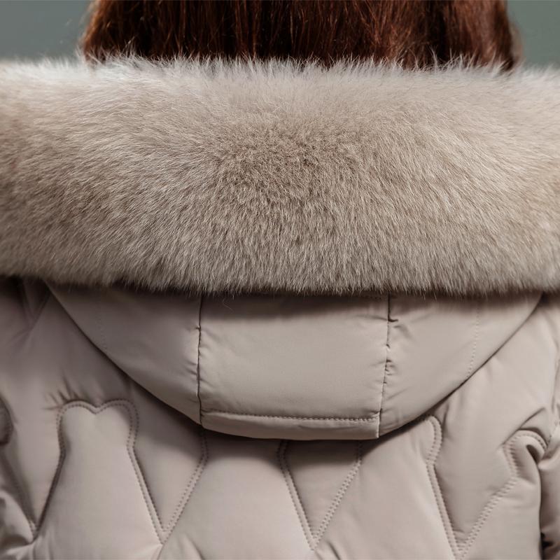 Middle Age Woman Winter Coats Hooded Faux Fur Collar Casual Thick Warm Long Parkas Women's Jackets