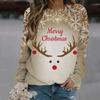 Womens Christmas Elk Print Crewneck Sweatshirt Casual Long Sleeve Top