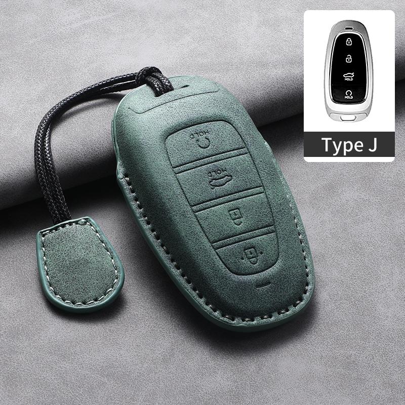 4 Buttons Leather Car Key Holder Case Cover for Hyundai Tucson Solaris Sonata Hybrid NEXO NX4 Santafe Dn8 Car Key Holder Shell
