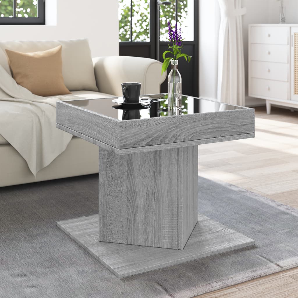 LED Coffee Table Grey Sonoma 50 x 50 x 45 cm Particleboard