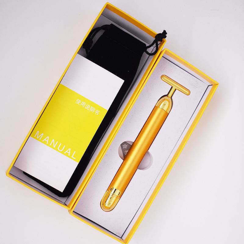 Stick de Frumusețe în formă de T Stick Auriu Instrument de Frumusețe Instrument Electric de Masaj pentru Lifting Facial Masaj Facial Stick Auriu