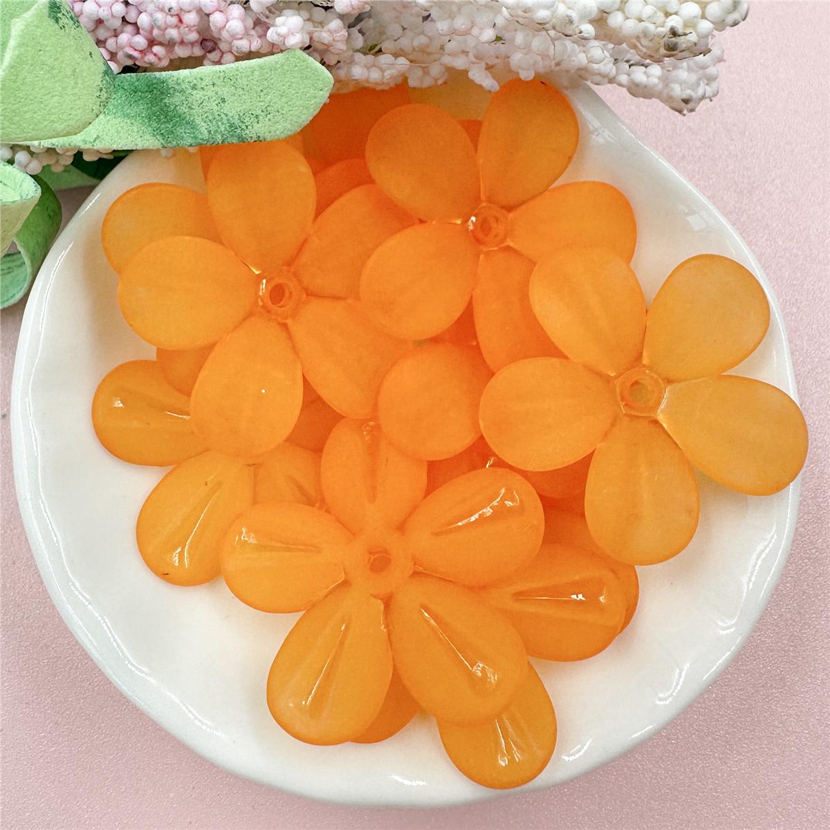 

28,5 мм DIY серьги украшения для волос аксессуары DIY Изготовление сосуда 10 шт. материал ручной работы 5 лепестков цветка матовый полупрозрачный нежные ювелирные изделия оранжевый