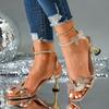 Spring New Foreign Trade Large Size Women's Casual and Comfortable Butterfly Rhinestone Sandals with Thin Heels