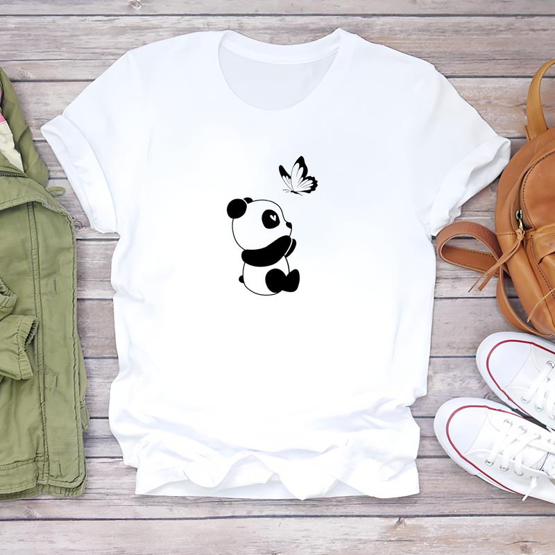 Short-sleeve summer T-shirt for women, stylish and trendy with cute printed designs.