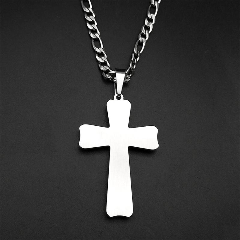 Stainless Steel Rhinestones Christian Cross Jesus Pendant Necklace for Women Men Silver Color Religion Necklaces Jewelry Gift