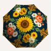 Floral Elegance: Sunflower & Rose Decorative PlateUmbrella, Portable 3-Fold Compact Umbrella,Christmas Gift ES367