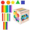 Non-Toxic Montessori Multicolor Shape Sorting Cube Color Cognition Wooden 5 In 1 Multifunctional Box Christmas Birthday Gifts For Todller