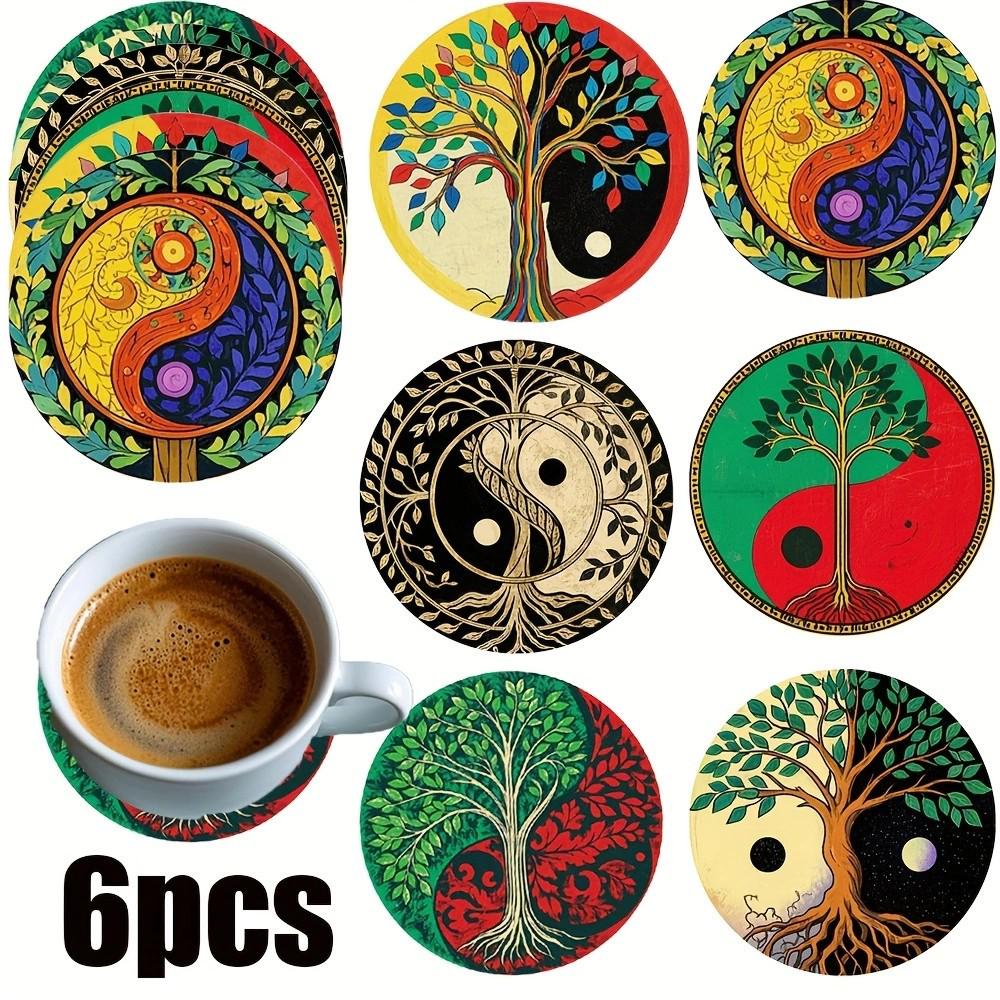 

American Country Heart Flower Plaid Coaster Set - Heat-Resistant Table Mats 10x10x0.3cm