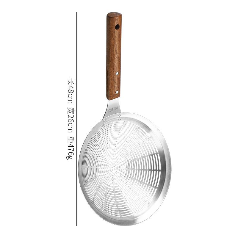 304 Stainless Steel Kitchen Large Colander Wooden Handle Strainer French Fries Filter Scoop Noodle Dumplings Sieve Skimmer