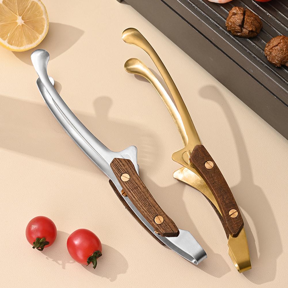 Pinzas para Barbacoa de Acero Inoxidable Mango de Madera Pinzas para Comida de Barbacoa Clips para Barbacoa de Cocina al Aire Libre Pinza Pinza de Barbacoa Accesorios de Cocina