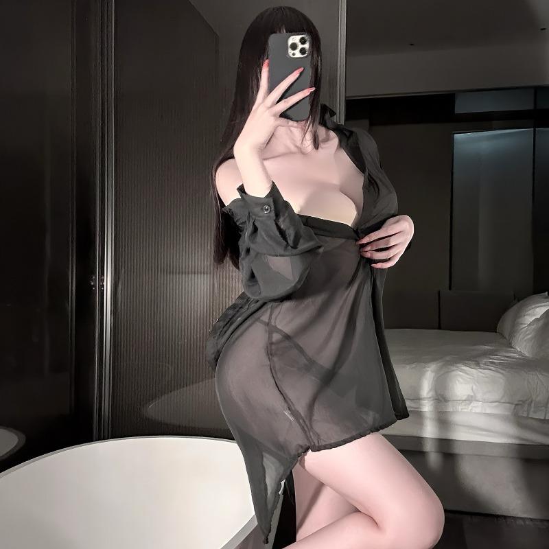 Sex Underwear Sexy Pure Desire Temptation Sex Underwear Hot Free Boyfriend Style Open See-through Long Sleeves Women