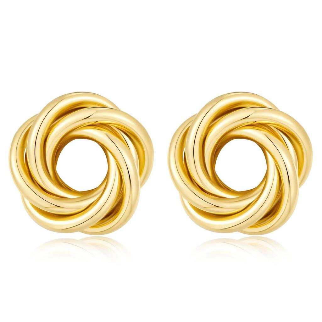 Gold-Tone Geometric Twist Earrings: Fashionable and Versatile Multi-Layer Braided Earrings for Women.