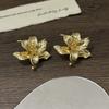 Irregular Flower Stud Earrings Pleated Ear Accessories Temperament Flower Earrings  Jewelry