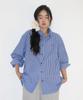 AMES-WORLDWIDE Over Fit Stripe Shirts Blue