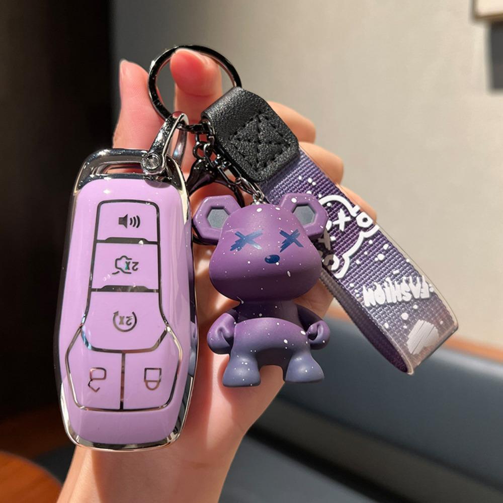 TPU Shell Fob Holder Keychain For Ford Fusion Mondeo Mustang F 150 Explorer Edge 2015 2016 2017 2018 Car Remote Key Case Cover