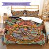 Buddhism Wheel Pattern Bedding Quilt Set Quilt Cover Pillowcase Home Decoration Gift (1 * duvet cover + 2 * pillowcase, without core)