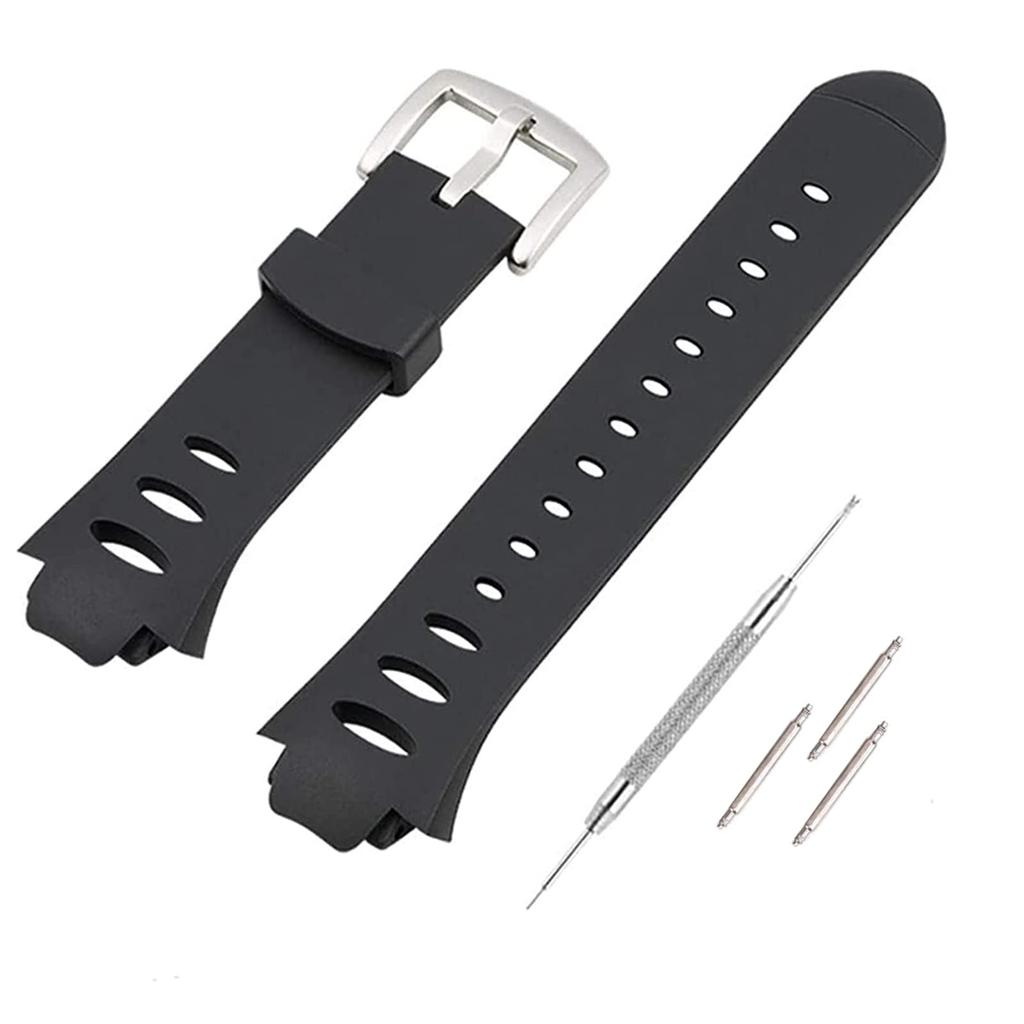 Replacement Watch Strap for SUUNTO Observer SR X6HRM, Black/Silver Buckle, Includes Tool