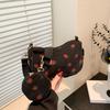 Corduroy Strawberry Print Shoulder Bag Fashion Girl Pillow Bag For Daily Casuals