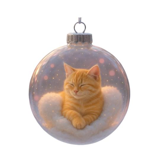 Cute Cat Christmas Ball Ornament 3D Animal Clear Plastic Ball Xmas Tree Ornaments