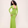 2026 Fall Womens Slim Fit Bodycon Dress Solid Color Deep V Neck Long Sleeve Metal Decor Party Cocktail