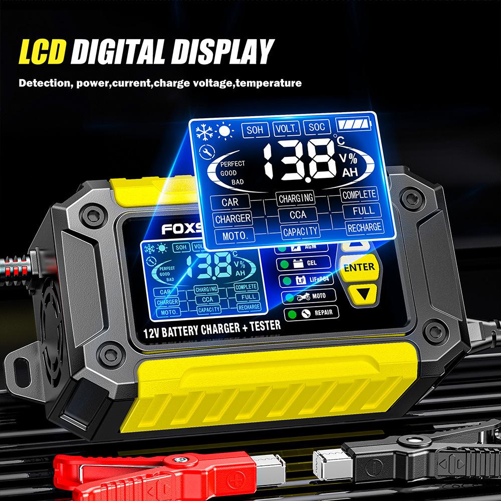 2-in-1 Intelligentes Auto-Batterieladegerät Systemtester Auto Motorrad Batterieanalysator Für Blei-Säure AGM GEL Lithium LiFePo4 Batterien