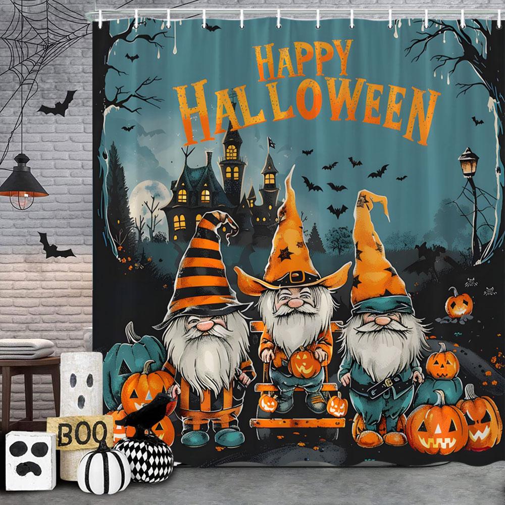 Happy Halloween Shower Curtain Pumpkin Elf Bohemian Butterfly Black Cat Bat Eagle Skull Polyester Shower Curtains Bathroom Dec
