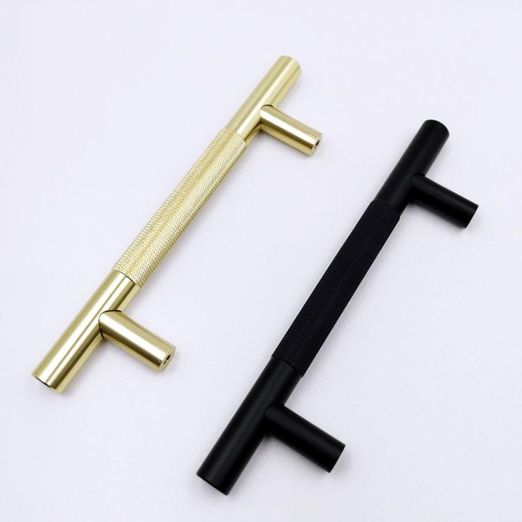 Kitchen Cabinet Handle Brass and Aluminum Knurling for Furniture