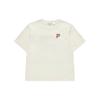 Fila Fusion QR Print Letter Round Neck Pullover Short Sleeve T-Shirt Unisex T-Shirt Antique-White T11U326102FIV