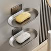 Bathroom Space Aluminum Soap Box Without Punching With Drain Tray Wall Soap Storage Box Wall Hang Soap Rack