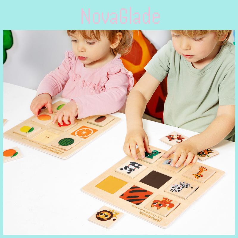 Wooden Fruit Animal Matching Board For Kids Educational Montessori Learning Toy