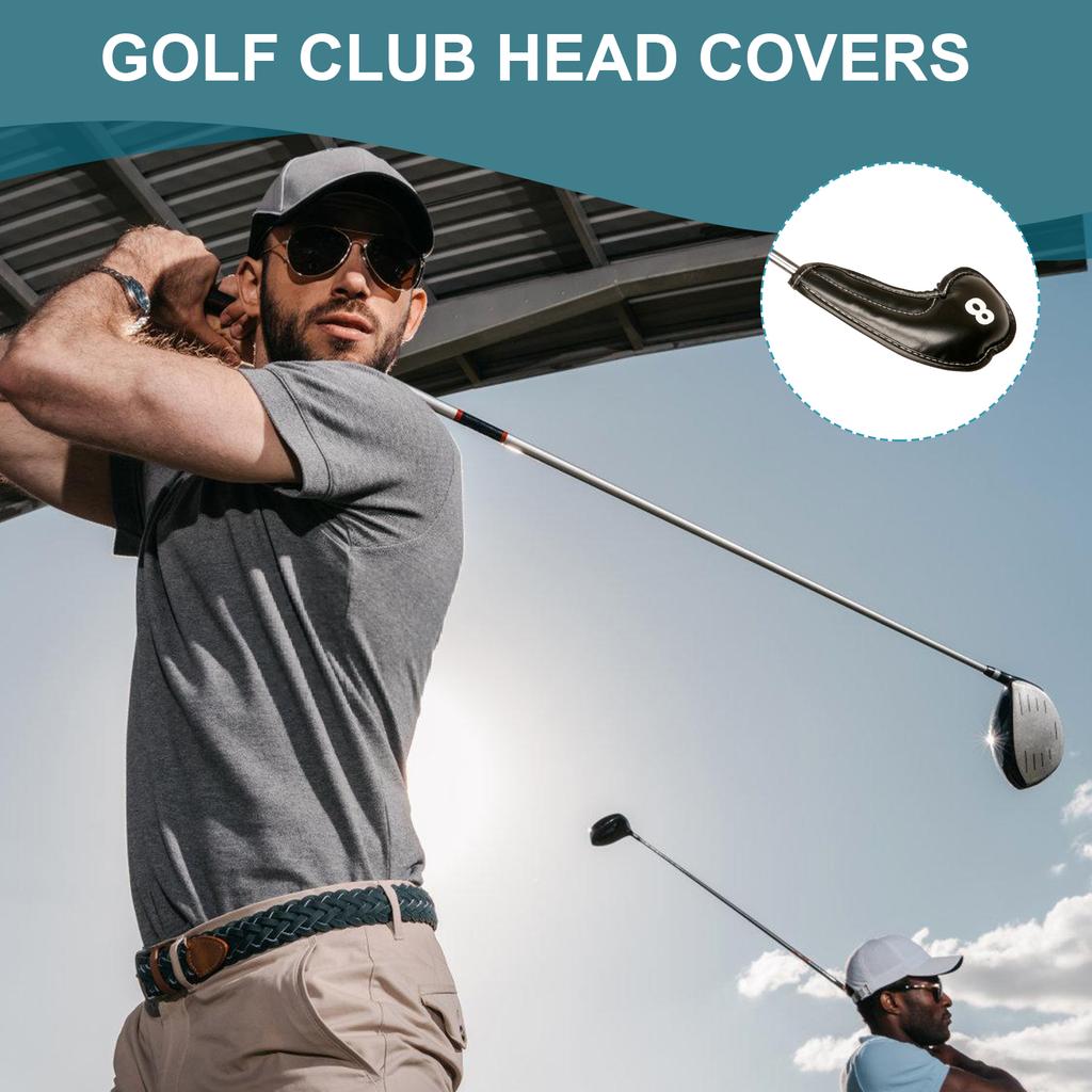 10Pcs Golfs Head Cover, Thick Synthetic PU Leathers Golfs Iron Head Cover with Big Number for Long Neck Golfs Club Head