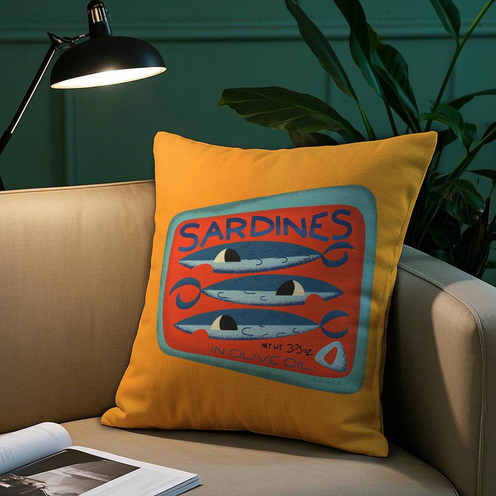 Sardines Art Pillow Case Short Plush Print Cushion Cover Square Throw Pillow Covers Sofa Home Decor