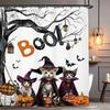 Halloween Pumpkin Ghost Shower Curtain Mouse Head Pumpkin Skull Kids Boys Holiday Scary Horror Spooky Bathroom Set Accessories