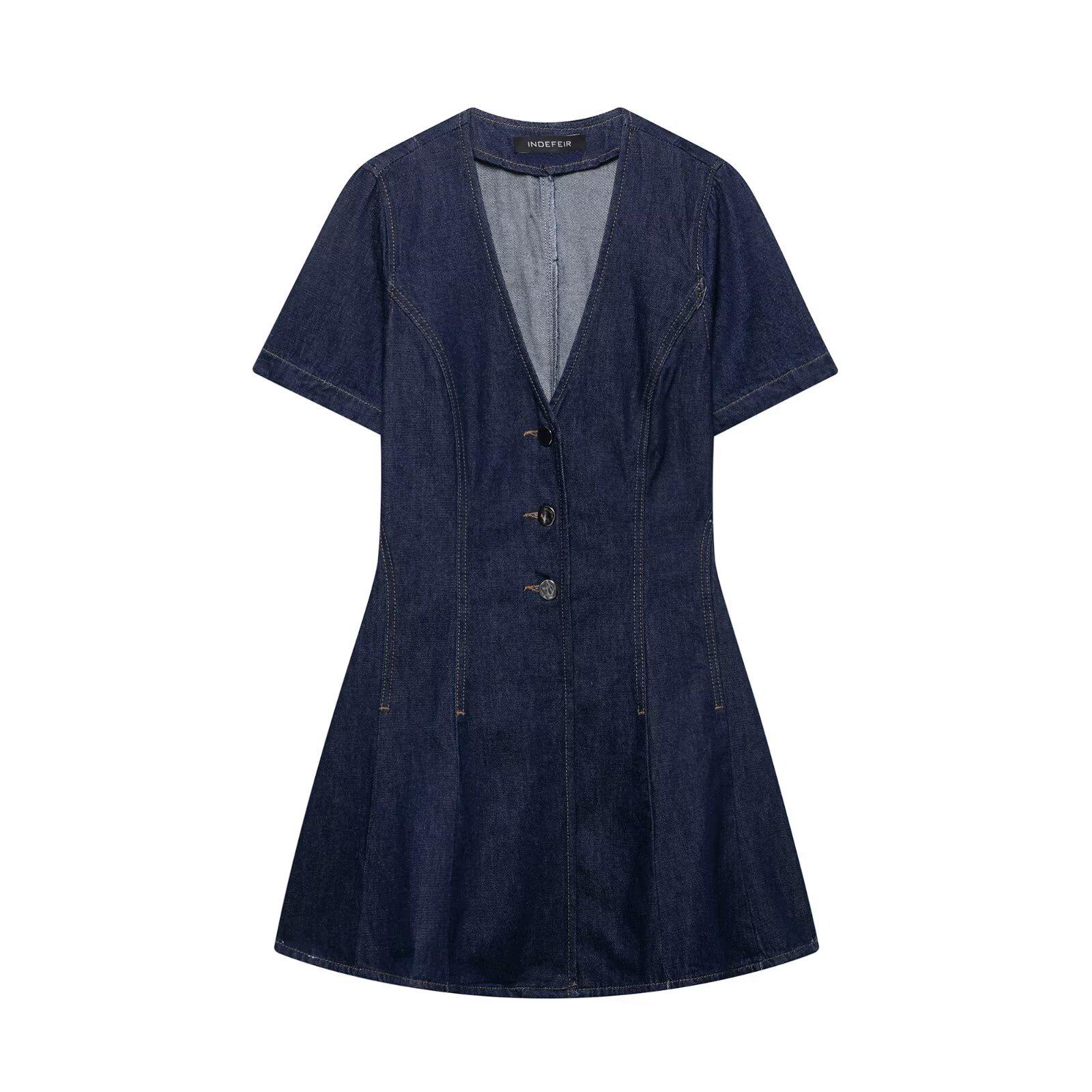 

Spring 2025 Women s European & American Style Denim Mini Dress Small темно-синий