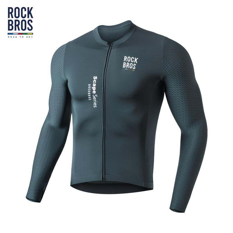 Mens Long Sleeve Cycling Jersey Breathable Road Bike Performance Top In Charcoal Gray Small