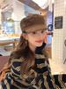 Suede pleated flat-top equestrian hat, new vintage vintage newsboy hat, casual versatile face-enhancing baseball cap
