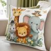 1 Stück Cartoon Dschungeltier Aufdruck Kissenbezug, Geeignet für Sofa, Schlafzimmer, Wohnzimmer. Schaffen Sie ganz einfach eine verspielte Atmosphäre